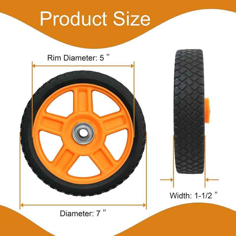 Antanker Lawn Mower Wheels, 7 inch Push Mower Plastic Wheels with Bolts & Nuts Fits Most Standard Lawn Mower Cart(2 Pack) - Image 3